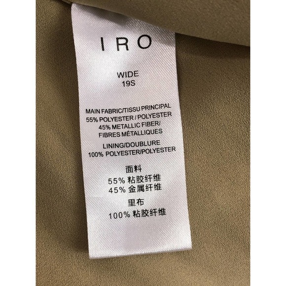 IRO Sheer Gold Wide Dress Mini Shimmering Tiered V-neck US 6 - Picture 10 of 12